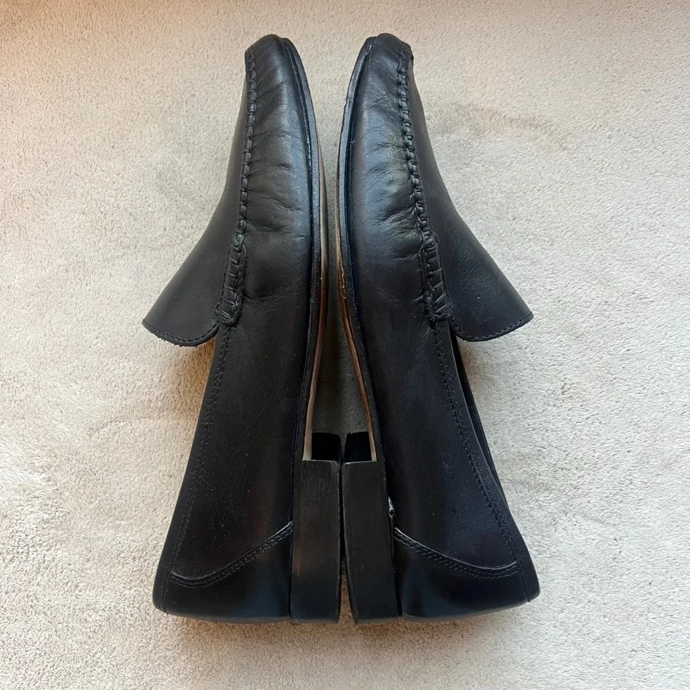 Pugnaloni Men 9-9.5‎ EU 42 Black Leather Loafers Classic Slip On Shoes Italy